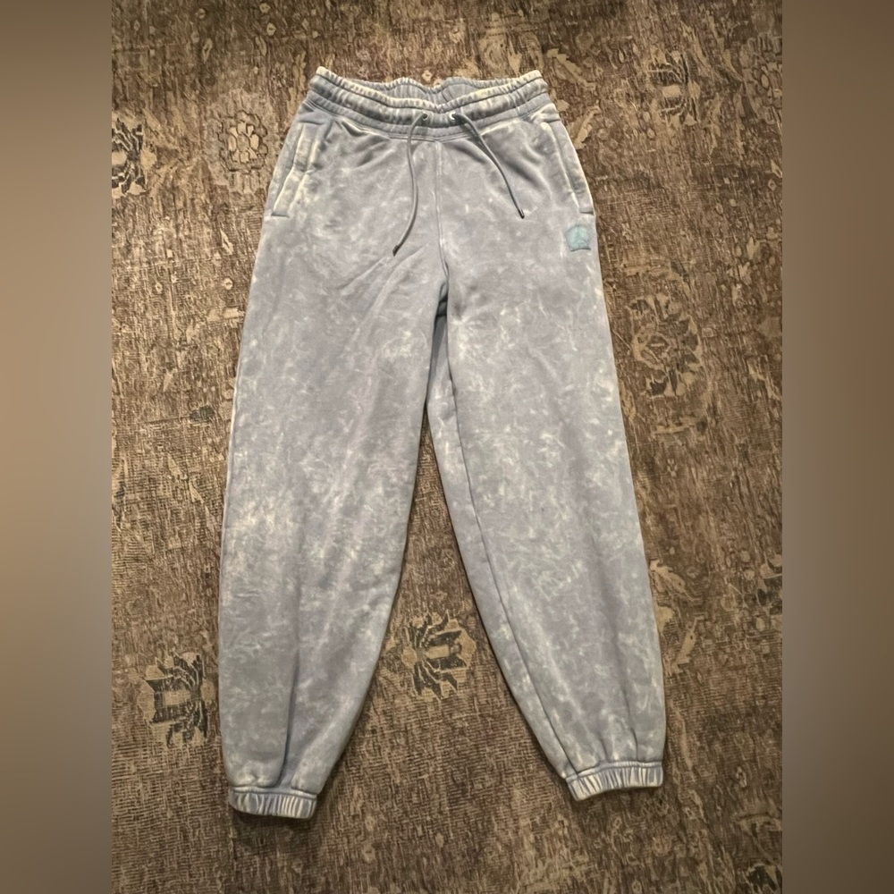 EUC Jordan Flight Fleece Women's Washed Blue Grey Joggers Small